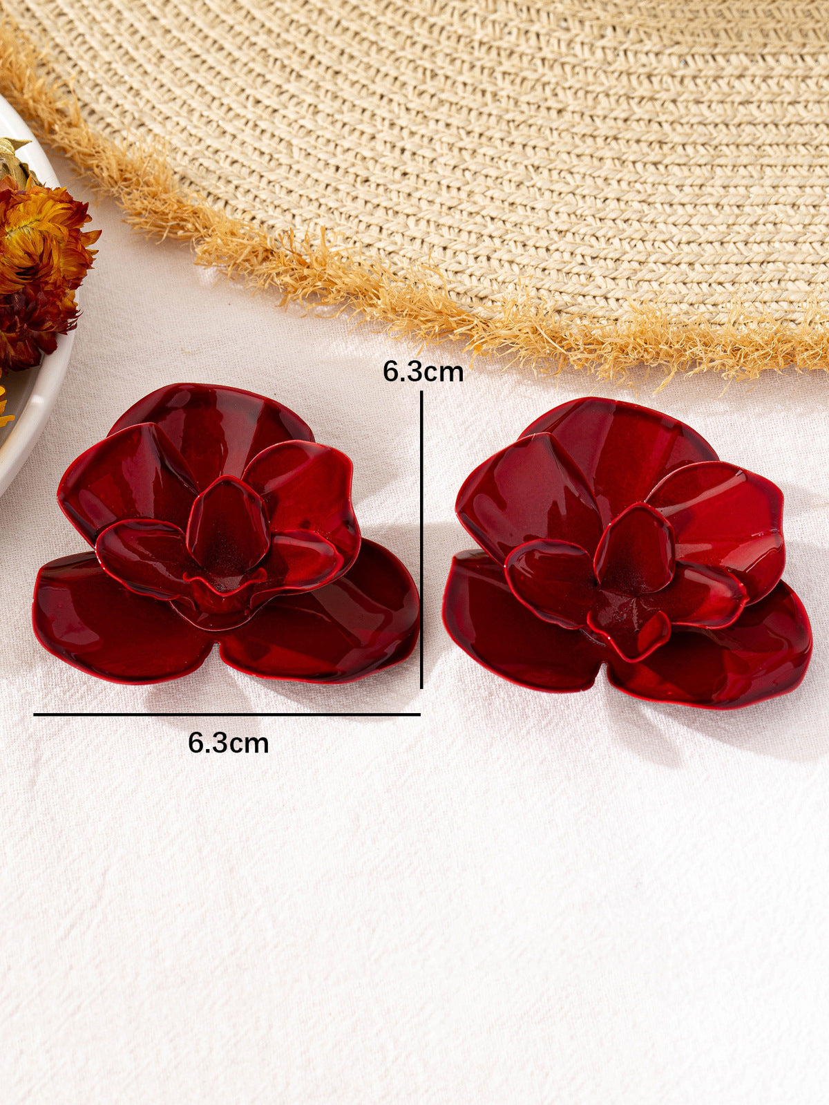 Retro Exaggerated Three Dimensional Metal Floral Earrings Alloy Flowers
