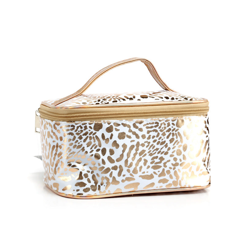 Bolsa de cosméticos impermeable con estampado de leopardo