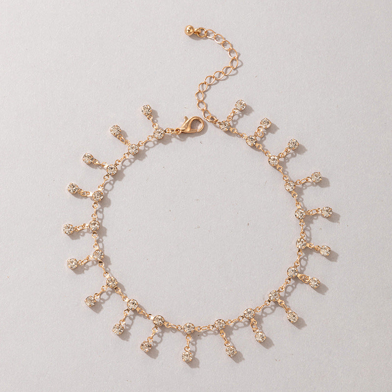 Tobillera con borlas de diamantes de imitación de aleación bohemia para mujer