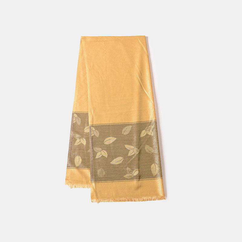 Bufanda chal de verano con estampado de hojas y protector solar para mujer