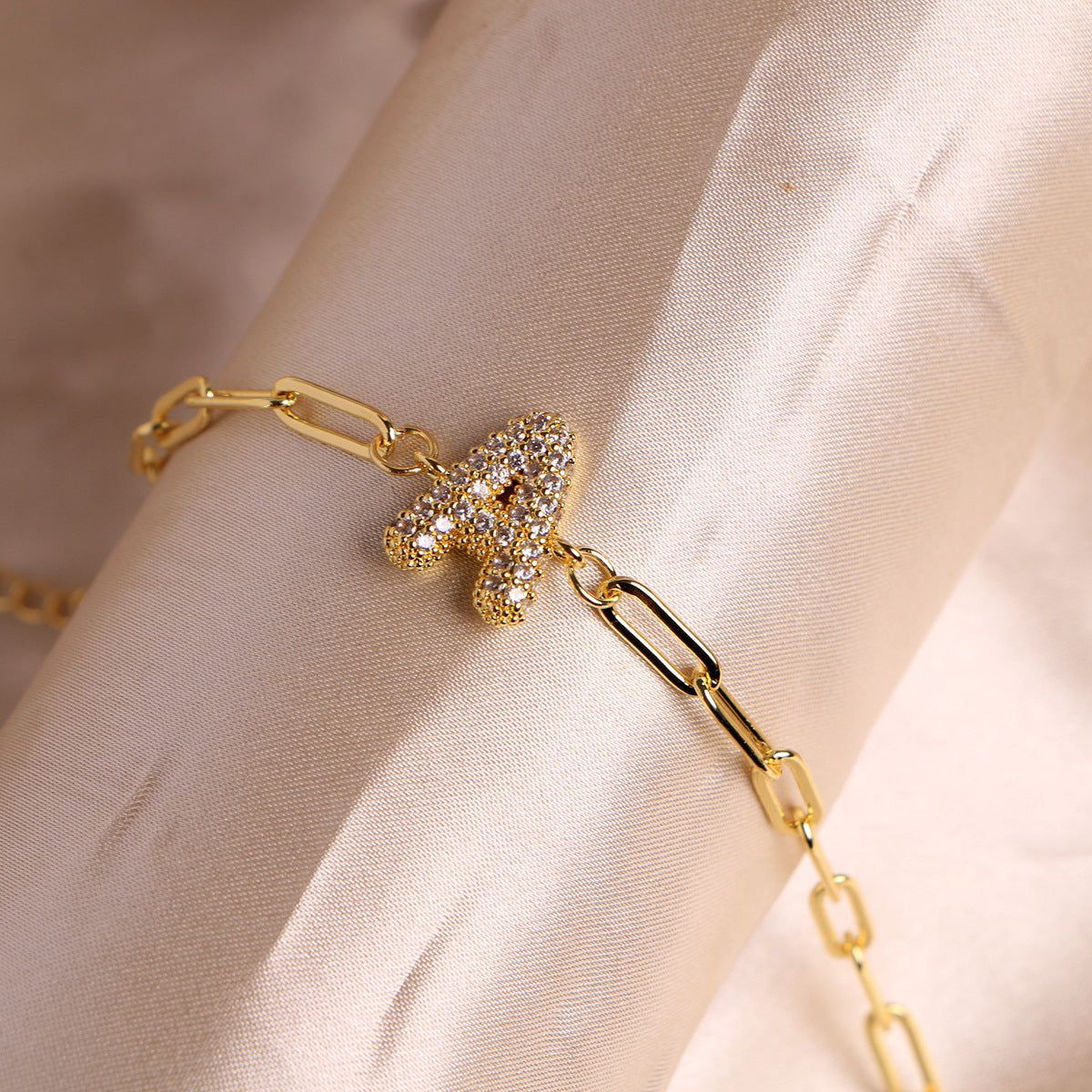 Fashion 26 Zircon Alphabet Clip Chain Bracelet