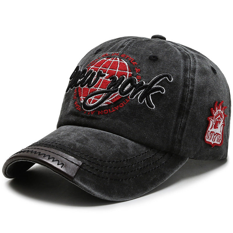 Casquette en coton brodée avec lettres vintage et style rétro