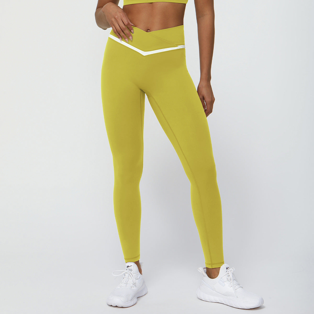 Leggings deportivos de cintura alta con contraste de color para yoga para mujer