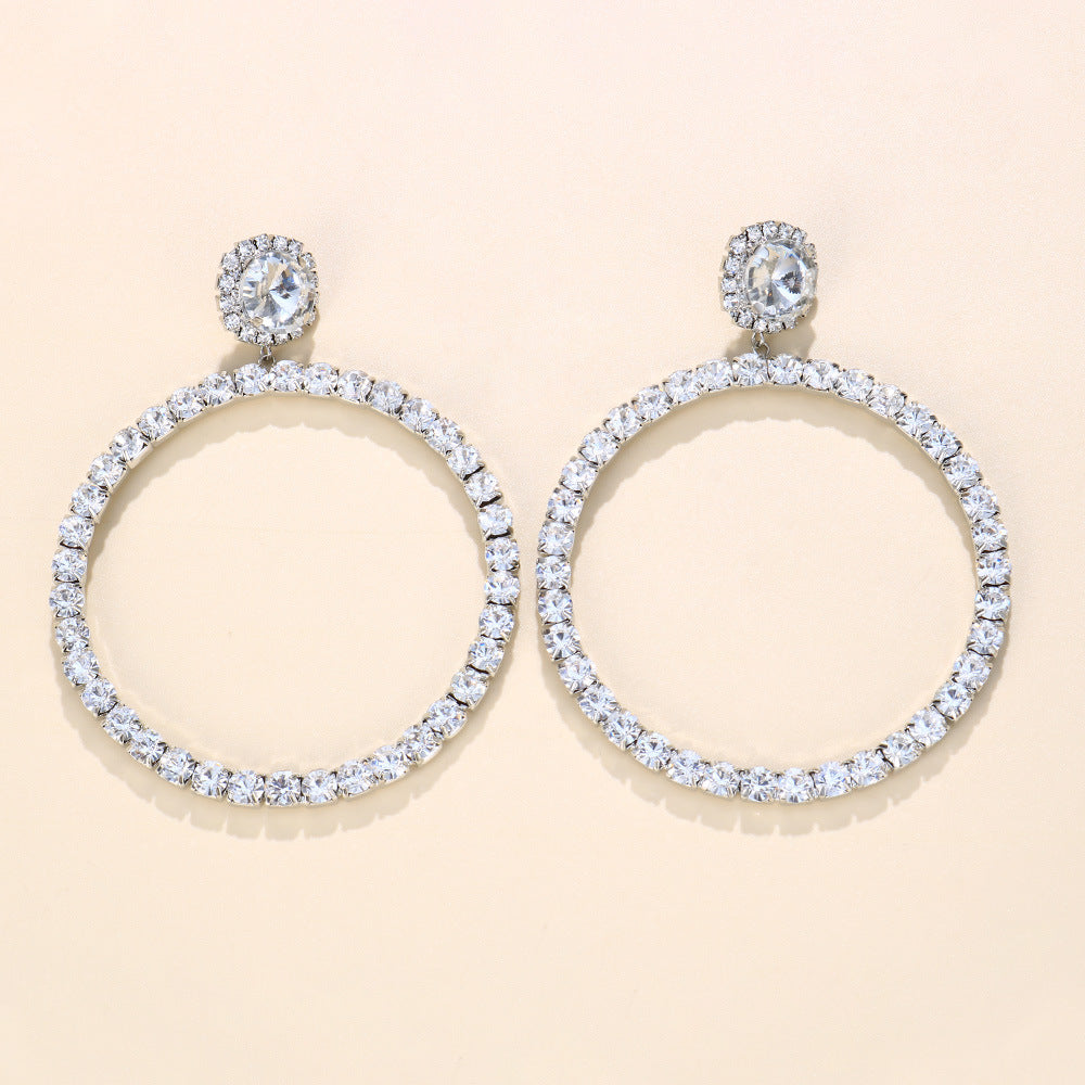 Fashion Exaggerated Round Rhinestone Earrings Alloy Jewelry