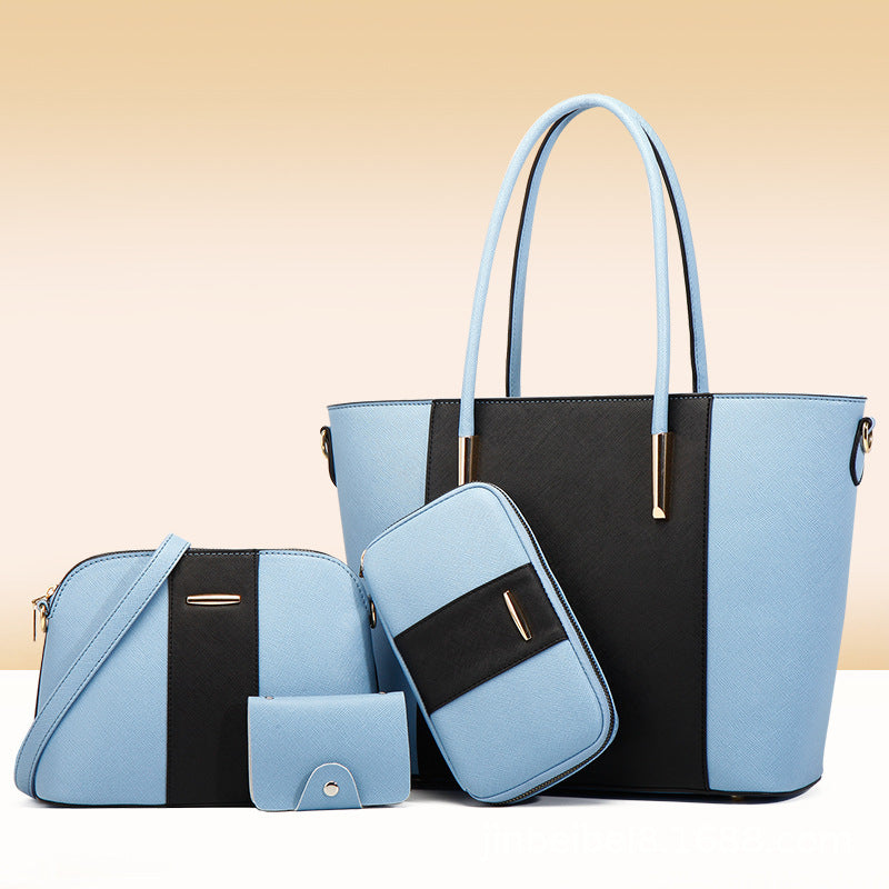 Ensemble de quatre sacs à main de grande capacité à coutures contrastées