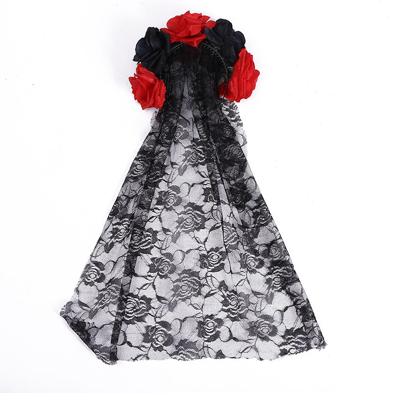 Accessoires pour cheveux en forme de rose artificielle pour Halloween