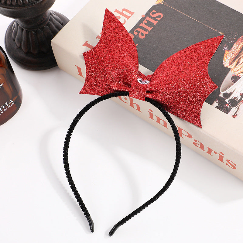 Bandeau de chauve-souris imitation paillettes d'Halloween en cuir PU