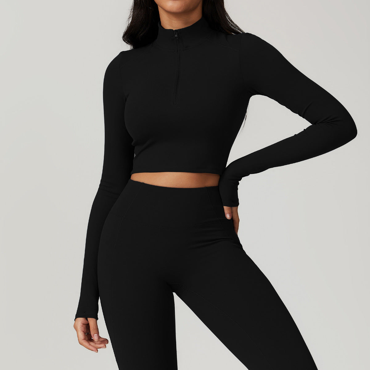 Women Casual Long Sleeve Yoga Top Cotton Polyamide Blend