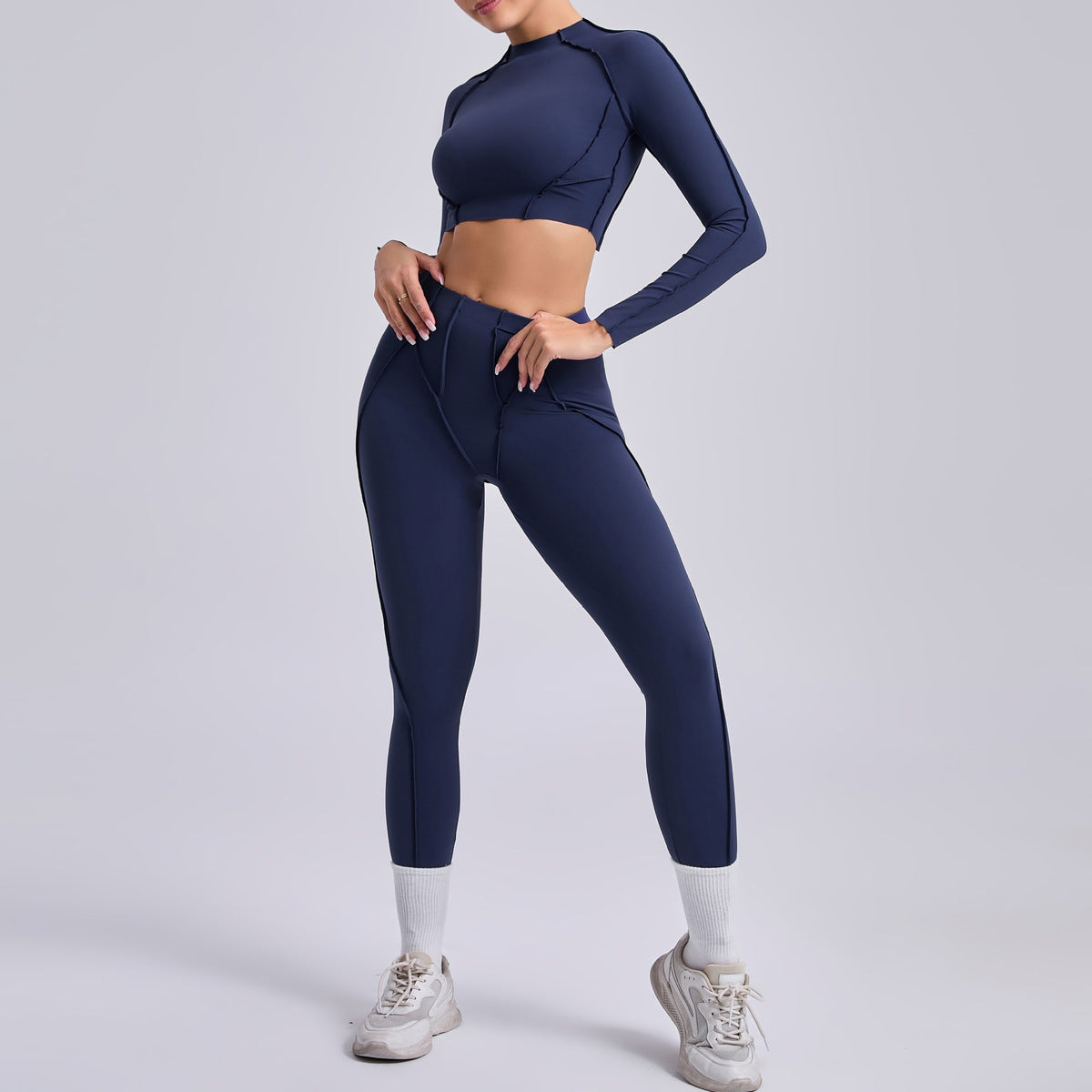 Ensemble haut court et leggings plissés pour le yoga et le sport