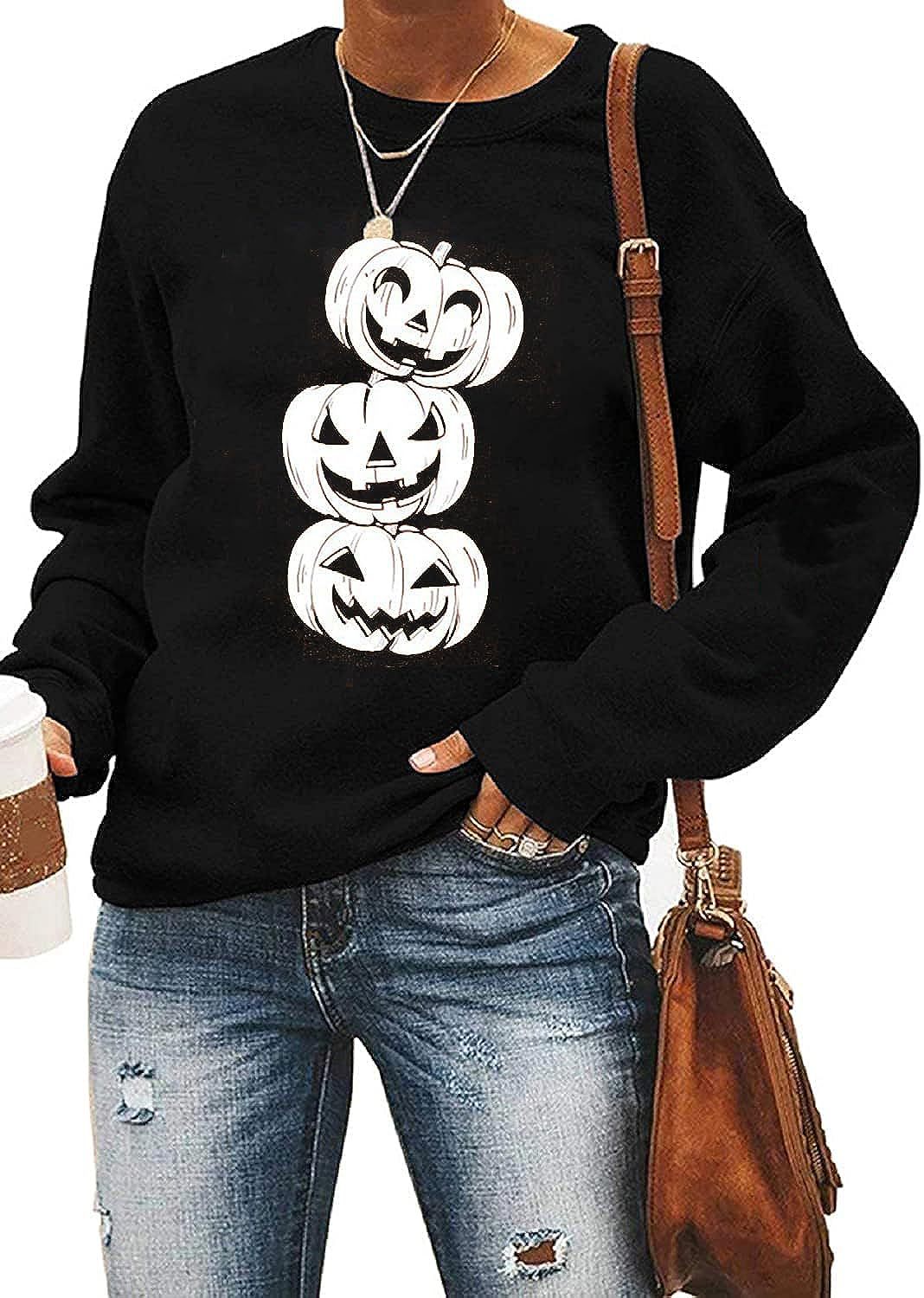 Sudadera con estampado de calabaza fantasma de Halloween para mujer