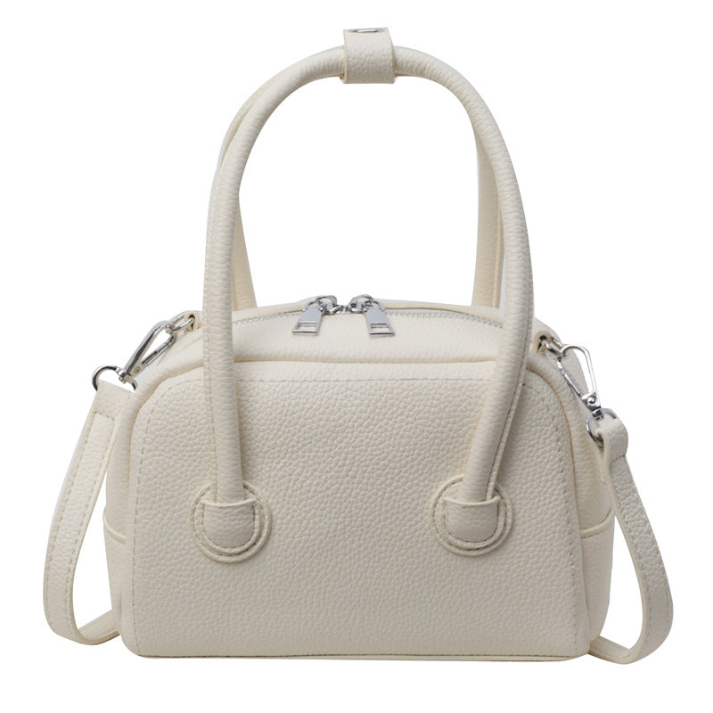 Sac à main décontracté à motif litchi de couleur unie pour femme