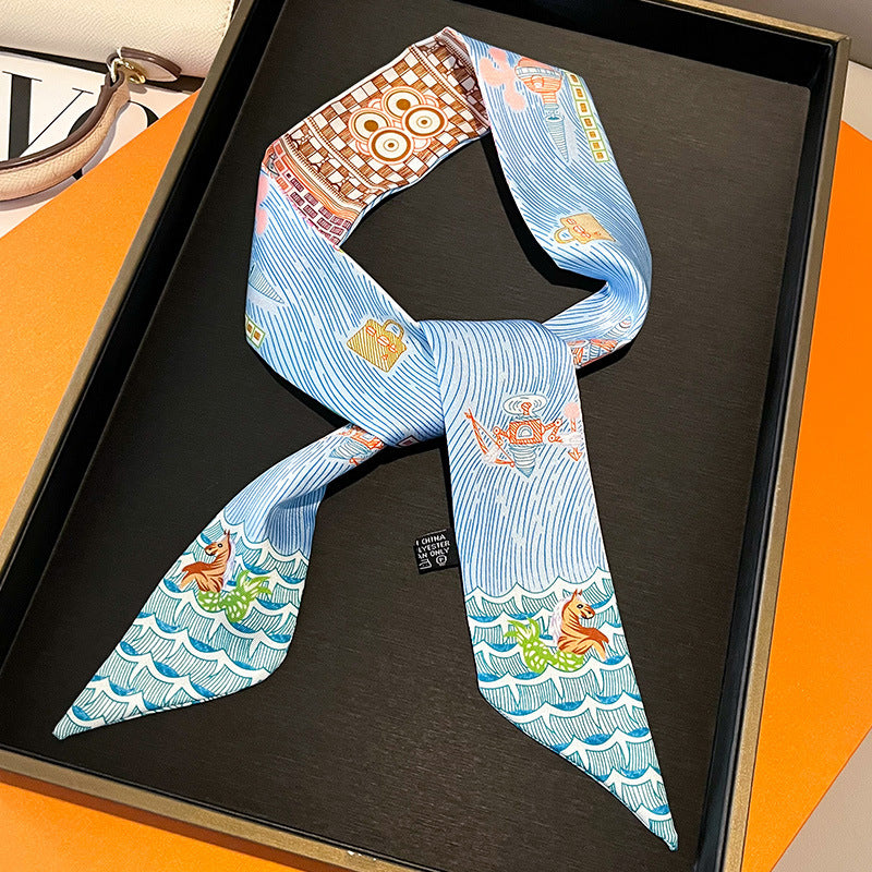 Bufanda de lazo con estampado geométrico a la moda para mujer