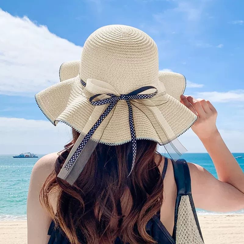 Beach Holiday Straw Sun Hat Dome Style Fabric