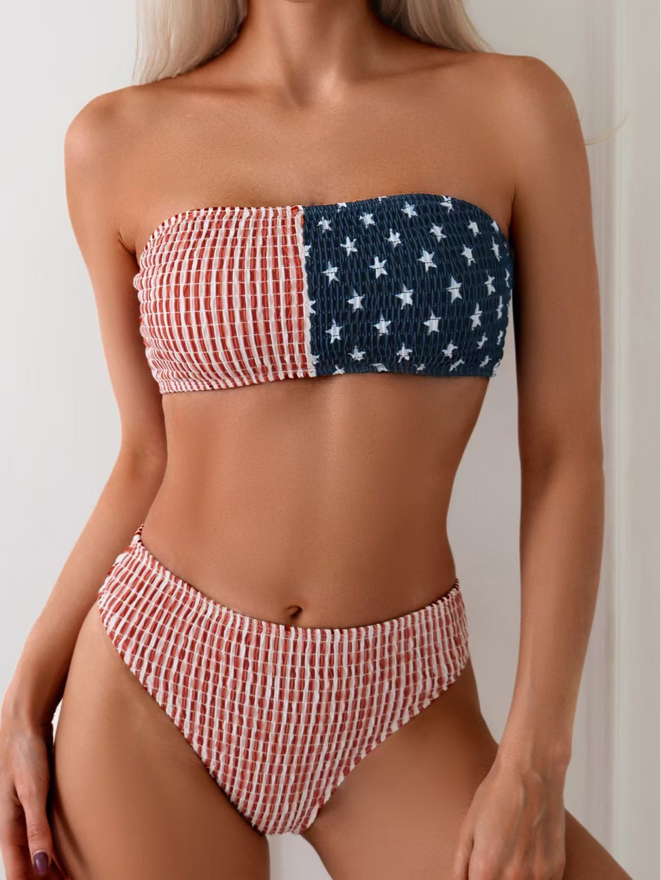 Bikini sexy con estampado de bandera nacional para mujer