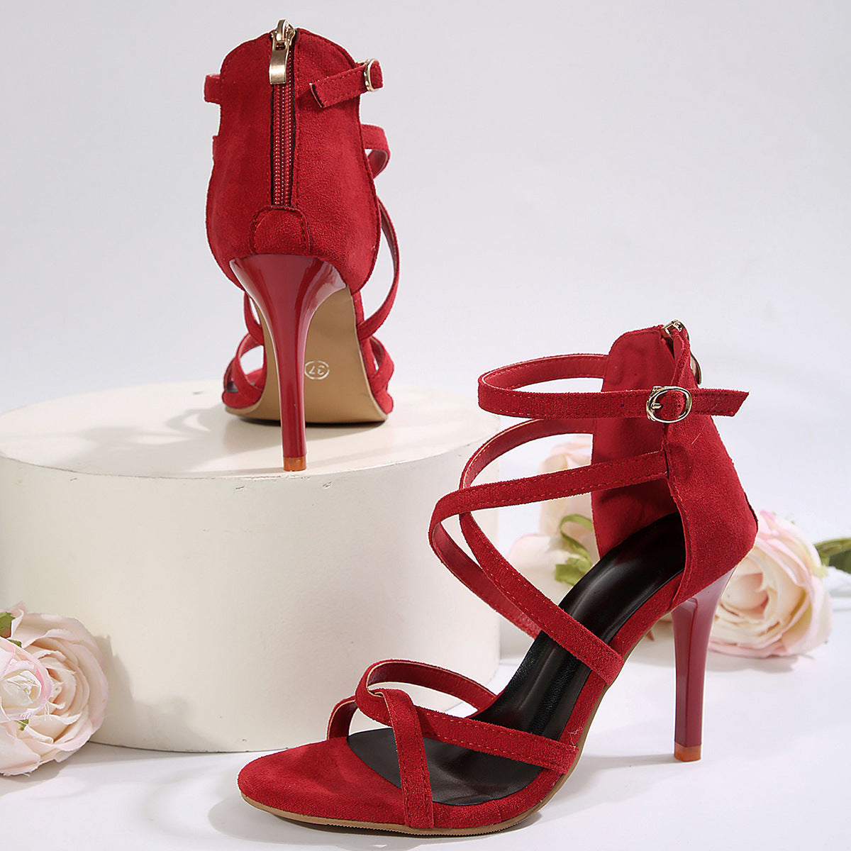 Women Fashion Sexy Solid Color Peep-Toe High Heel Shoes