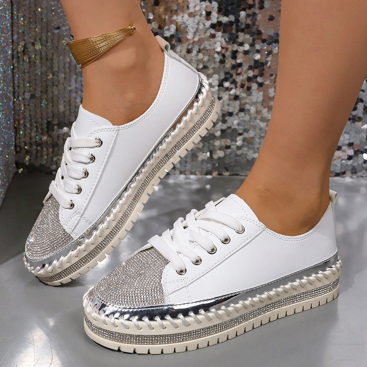Plus Size Women'S Rhinestone Platform Shoes