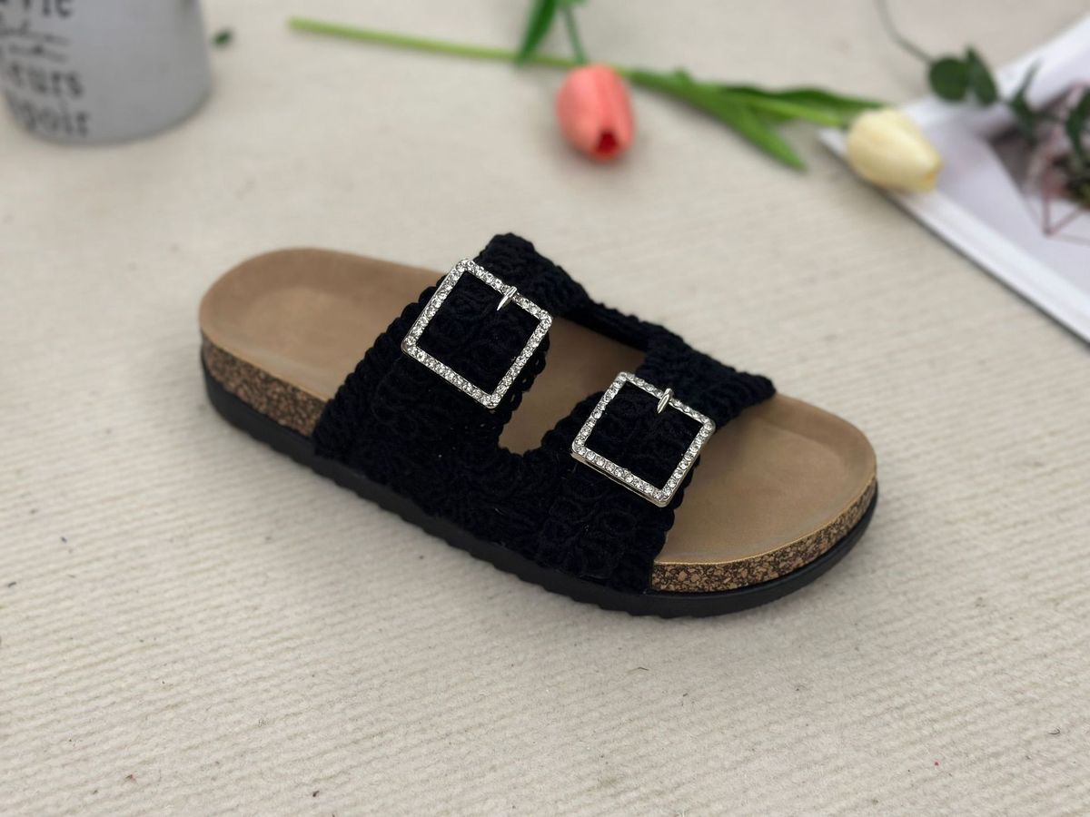 Women's Casual Vacation Woven Double Buckle Slippers