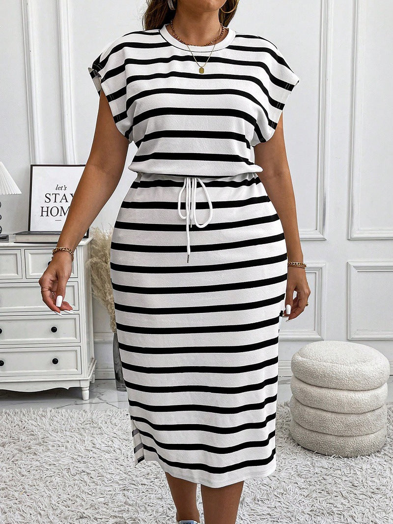 Vestido informal de rayas de talla grande para mujer
