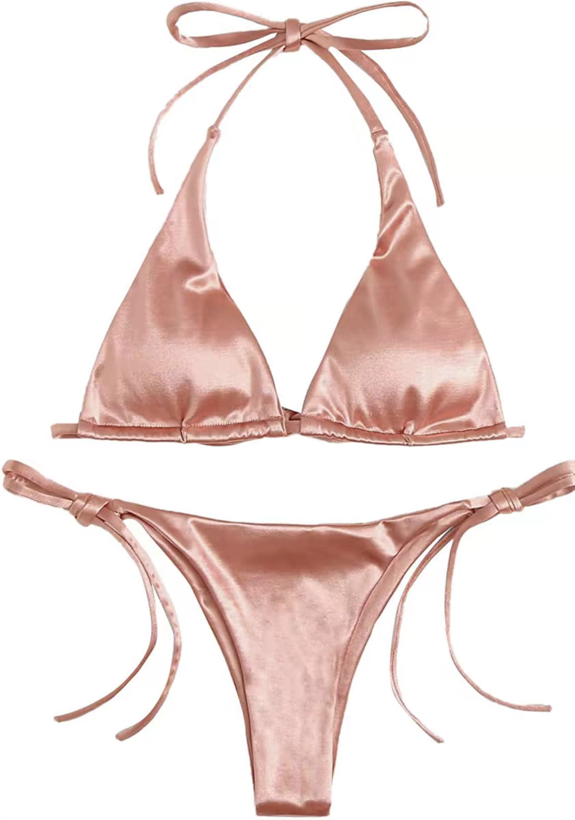 Summer Women Fashion Sexy Solid Color Satin Bikini