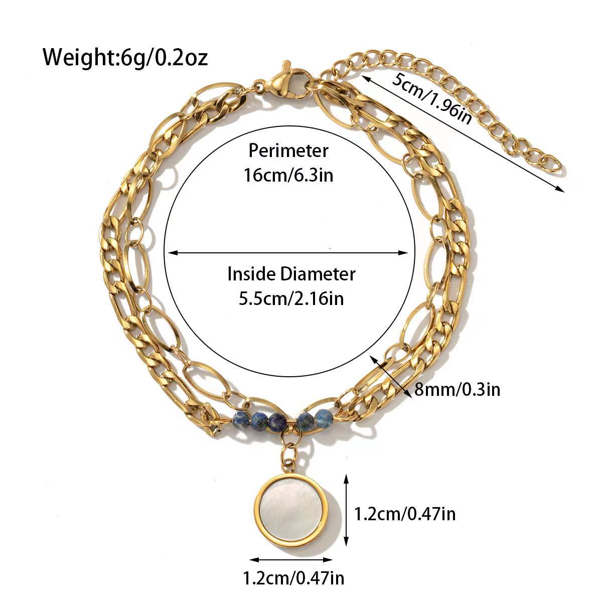 Pulsera bohemia de cuentas de acero y titanio de doble capa