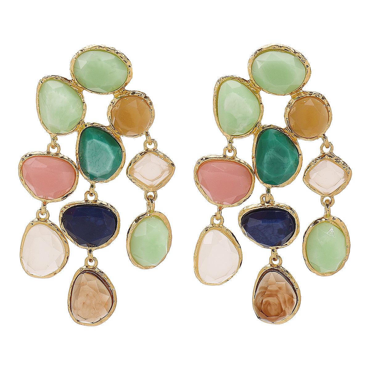 Pendientes colgantes con borlas multicolores para mujer, estilo geométrico, resina de aleación