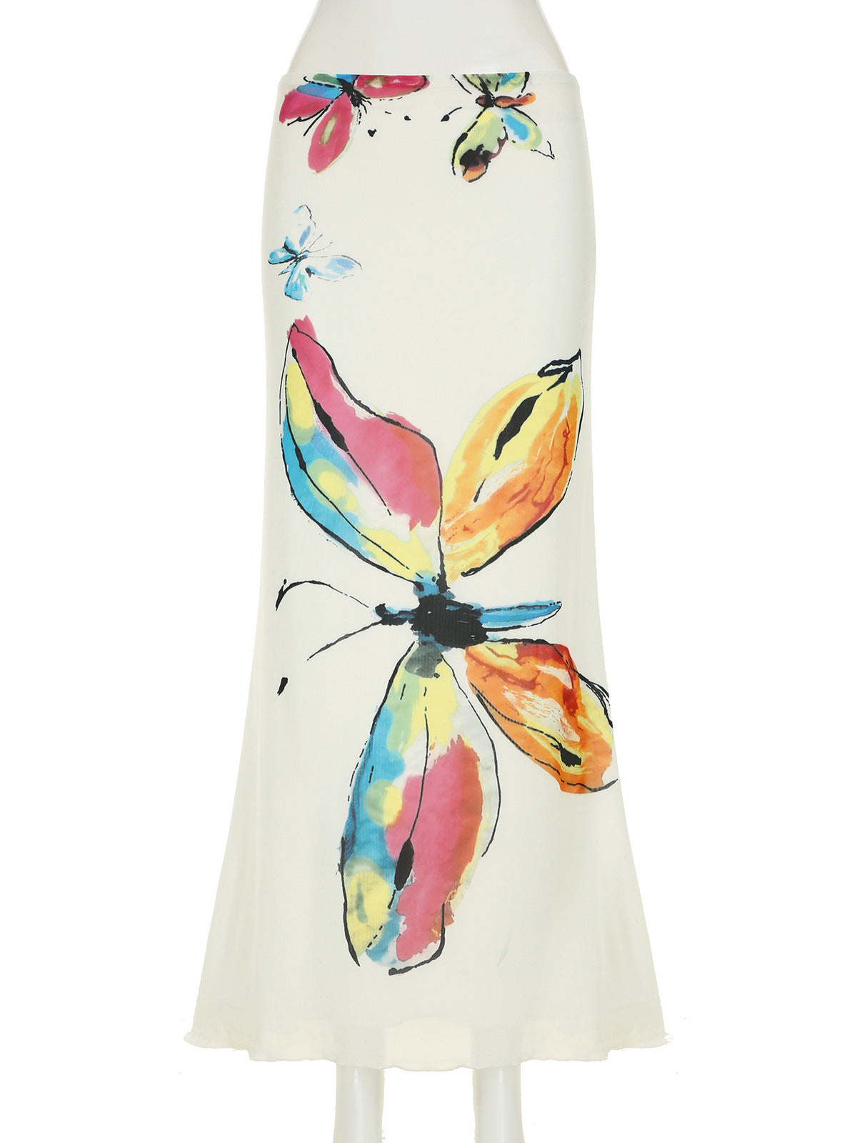 Falda elegante de cola de pez con flores de mariposa para mujer