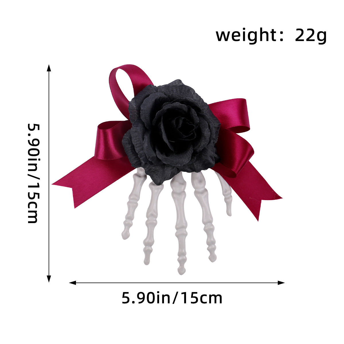 Halloween Skeleton Hand Hairpin with Roses