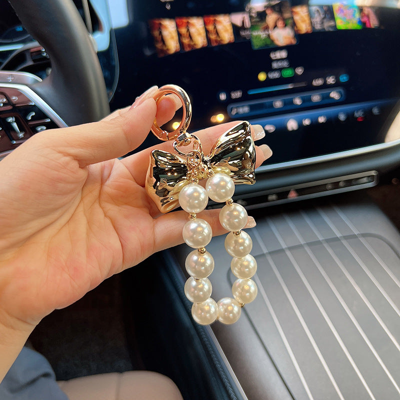 Fashion Beaded Bow Pendant Keychain