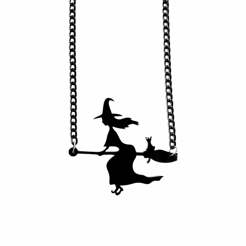 Collar con colgante de pez gato negro de moda para Halloween para mujer