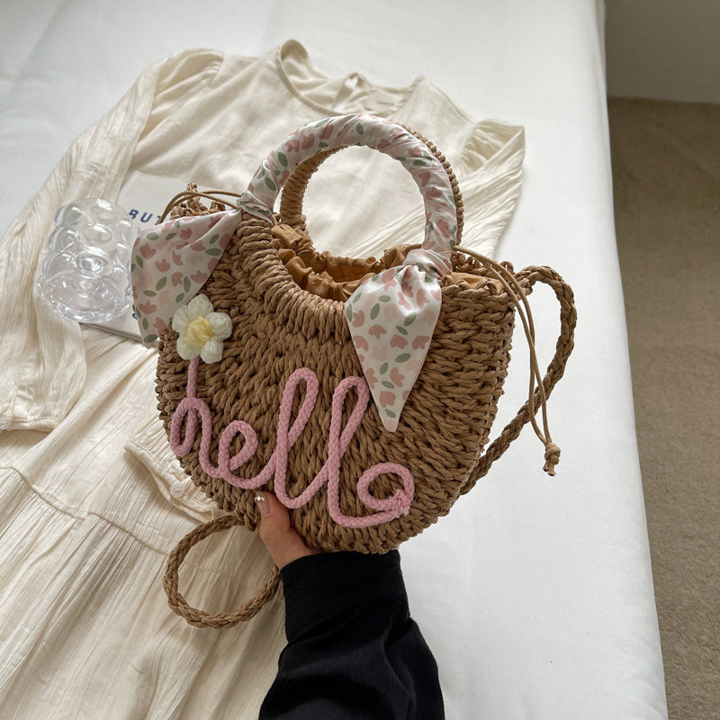 Women Fashion Casual Vacation Straw Woven Beach Handbag