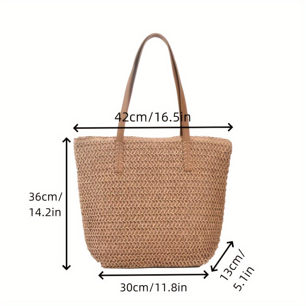 Women Casual Large Capacity Straw Woven Tote Bag