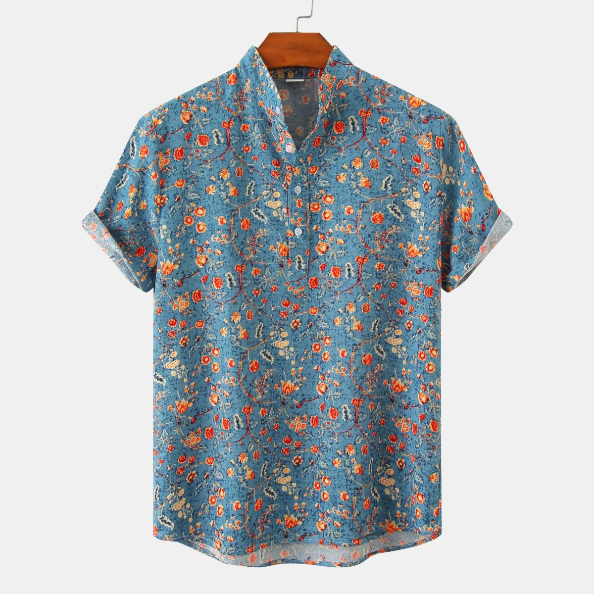 Camisa con estampado de flores diminutas en 3D para hombre, ideal para vacaciones de verano