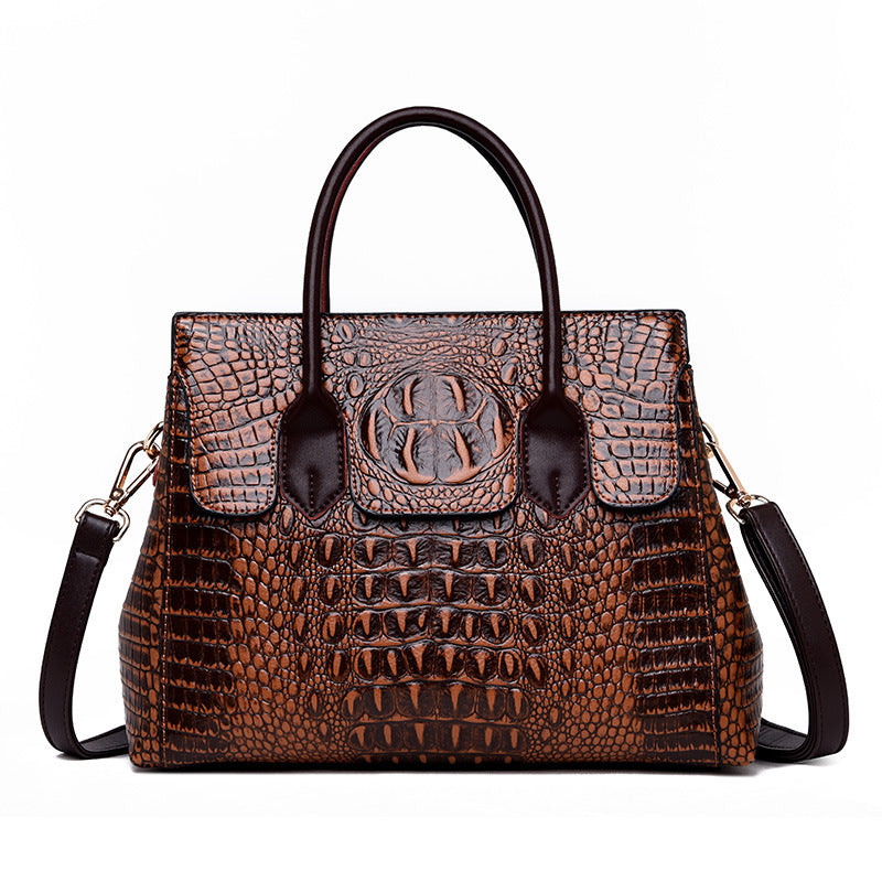 Bolso de mano informal de PU con estampado de cocodrilo para mujer