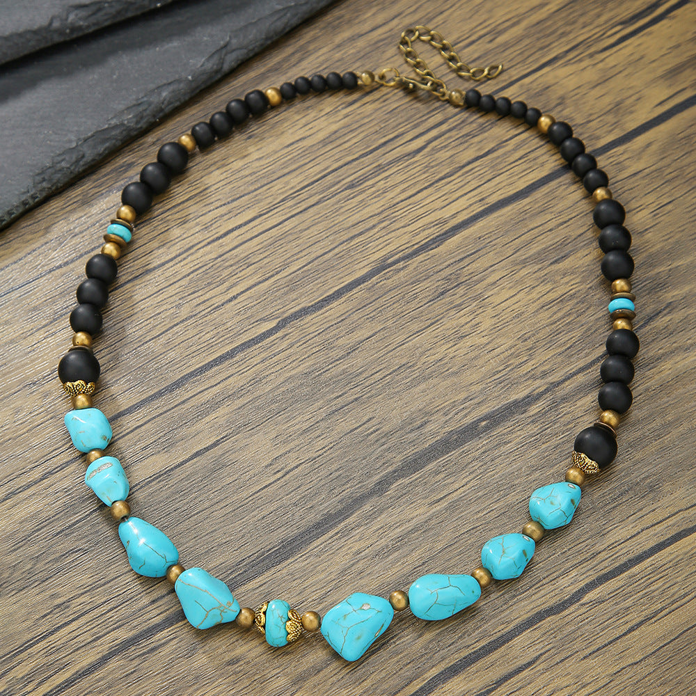 Collar de cuentas turquesas de moda para hombre