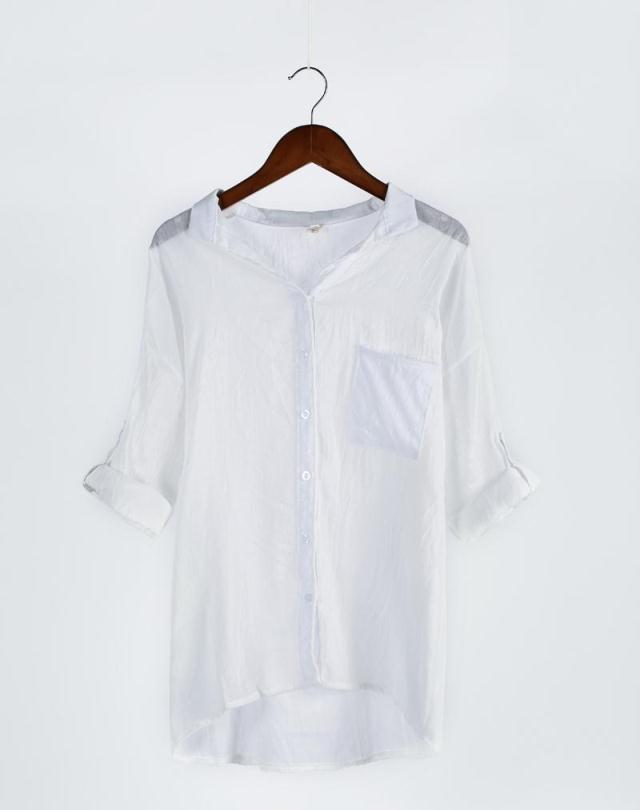Chemisier ample en coton et lin pour femme, protection solaire d'été