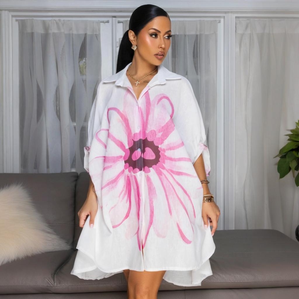 Vestido tipo cárdigan informal con estampado floral para mujer, elegante, de poliéster