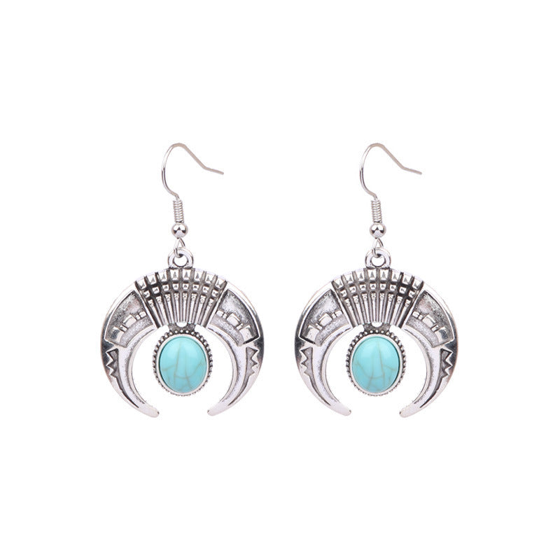 Conjunto de pendientes turquesa retro de estilo étnico bohemio