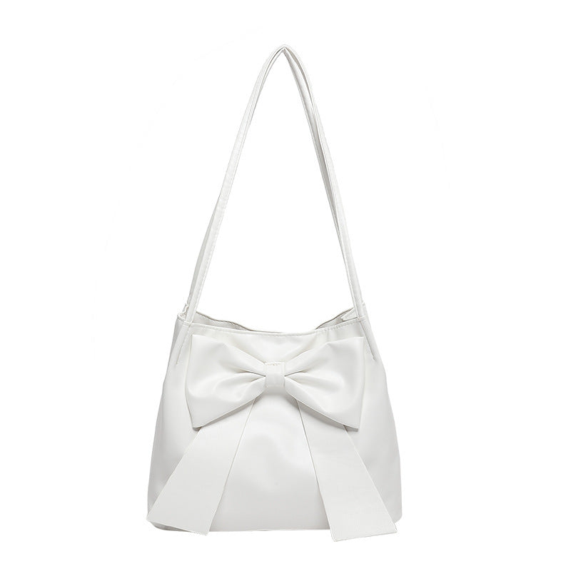 Bolso tote con lazo de color sólido de gran capacidad a la moda para mujer