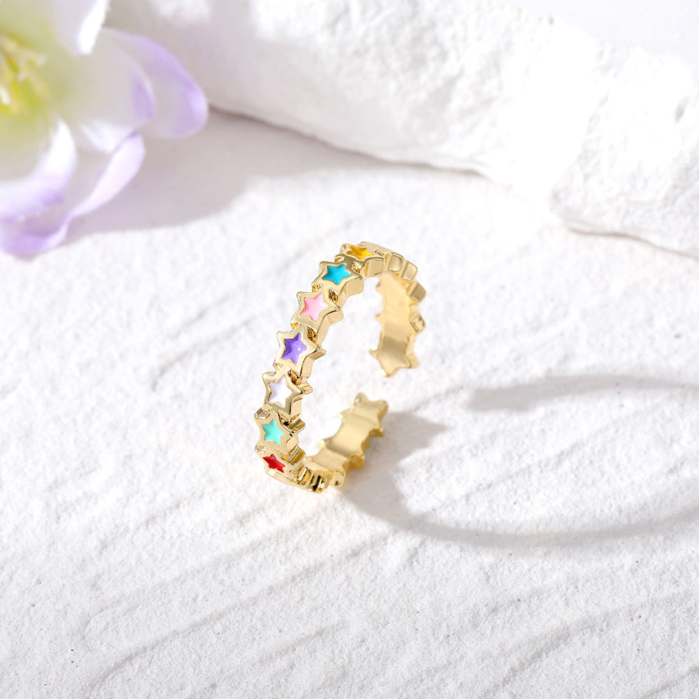 Conjunto de anillos de aleación con diseño geométrico de ojo de diablo para mujer