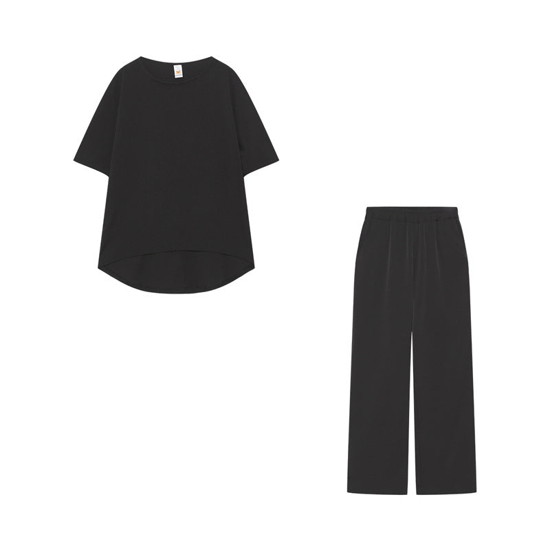 Conjunto informal de lino y algodón de talla grande para mujer