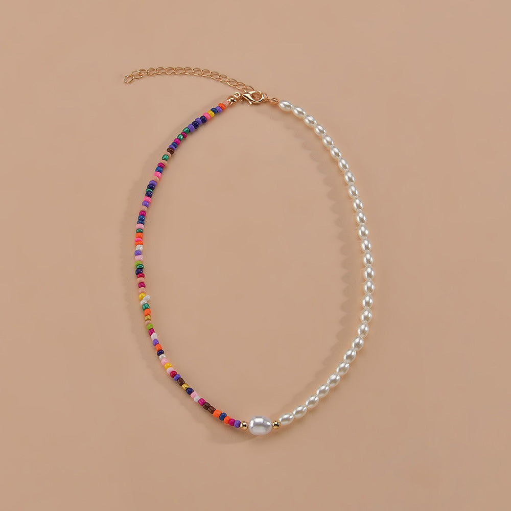 Collar de perlas multicolor bohemio