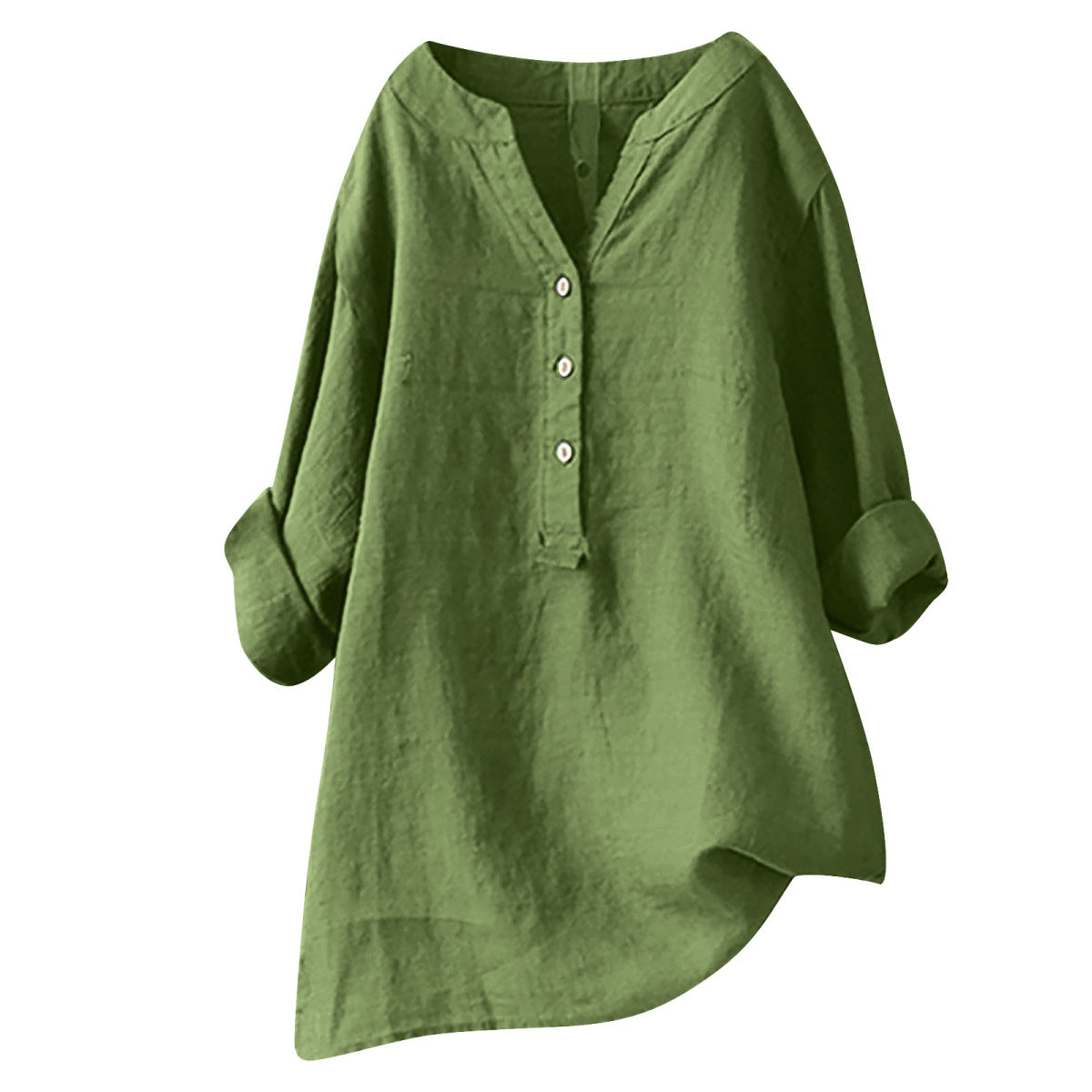 Blusas casuales holgadas de lino y algodón de color liso para mujer