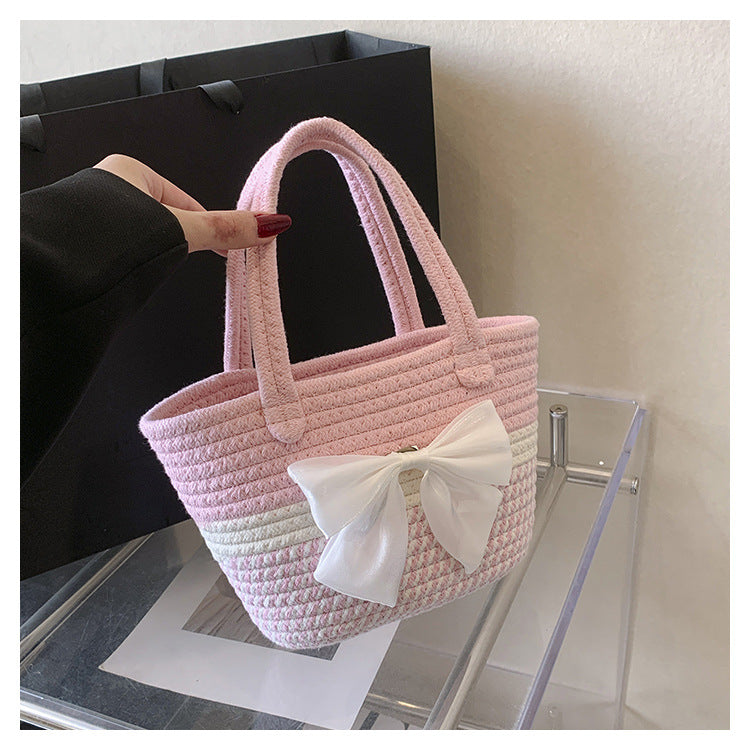 Summer Women Casual Vacation Straw Woven Handbag