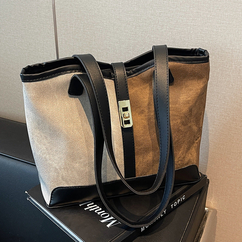 Bolso de mano informal de moda para mujer con colores contrastantes