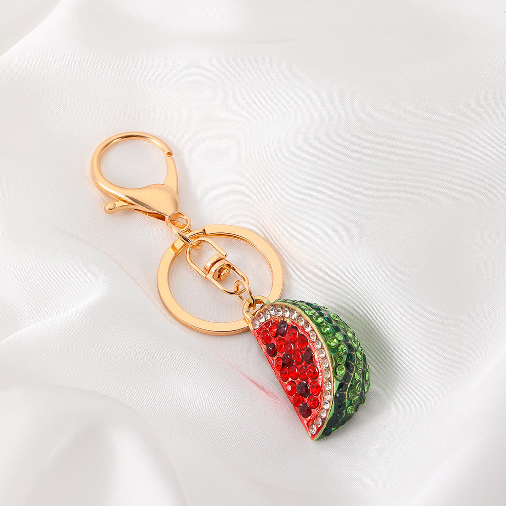 Creative Cartoon Rhinestone Watermelon Key Chain