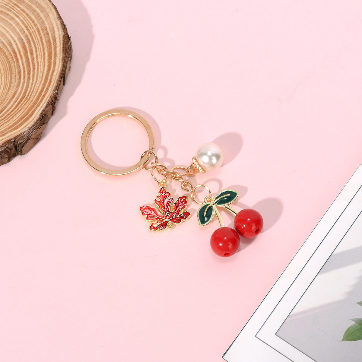 Fashion Red Cherry Fruit Key Chain