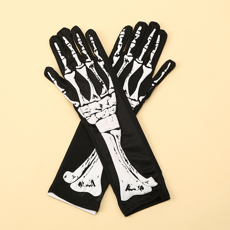 Halloween Print Skull Gloves Prom Party Props