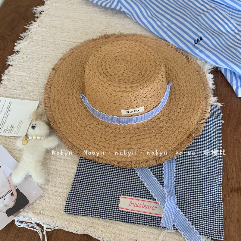 Sombrero de playa tejido de paja de moda de verano para mujer