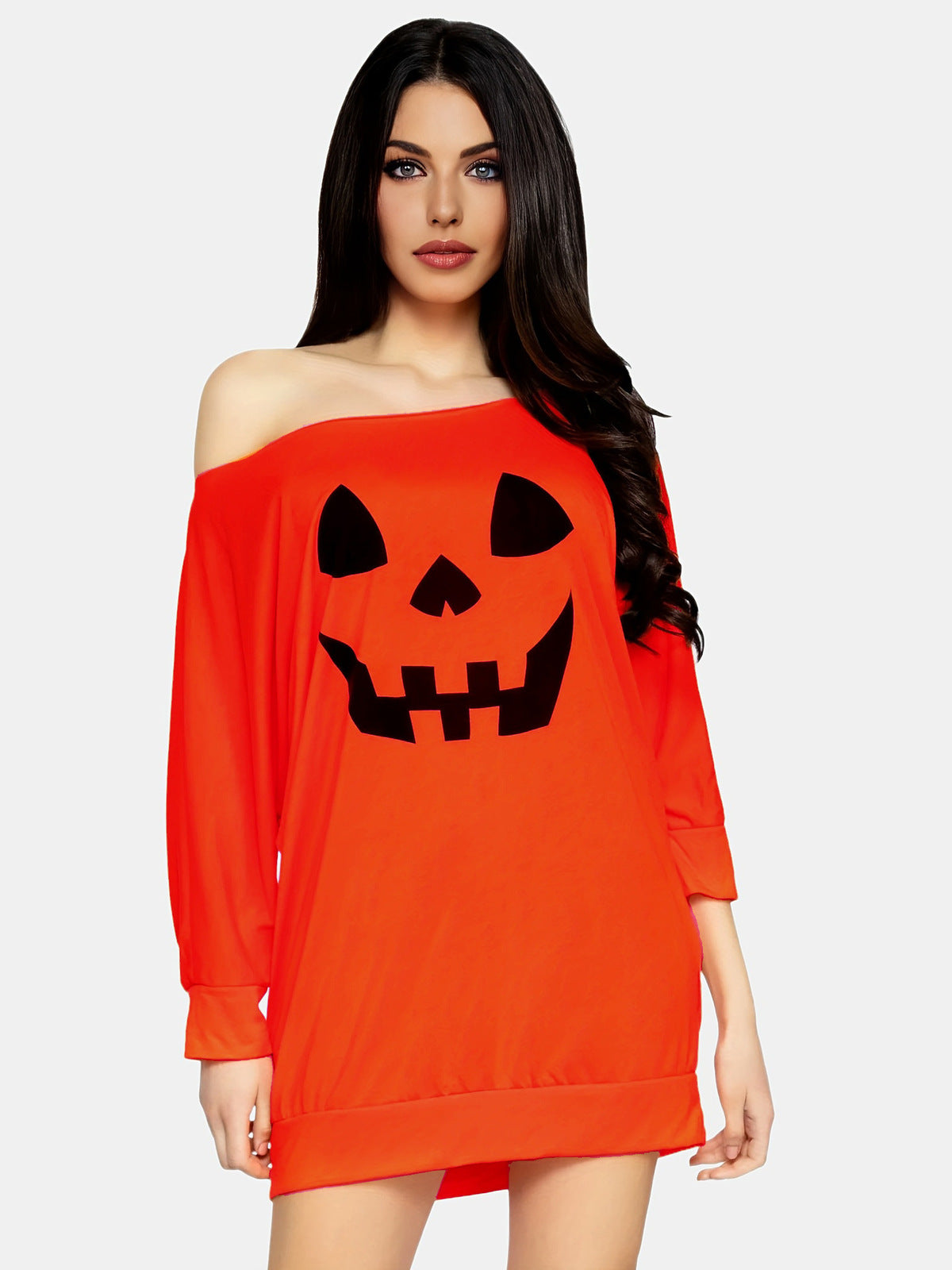 Women Pumpkin Print Long Sleeve Halloween T-Shirt