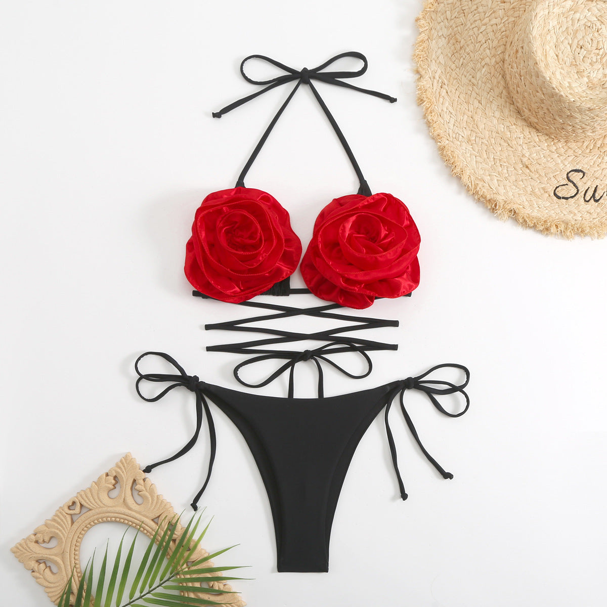 Bikini dos nu à fleurs sexy pour femmes